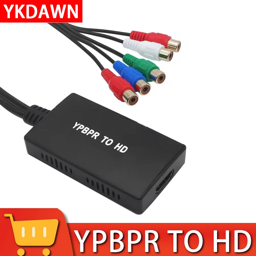 KANKEIRR 1080P Component to HD-Compatible Converter YPBPR RGB +  R/L Audio to HD-Compatible Adapter  5RCA to HD-Compatible