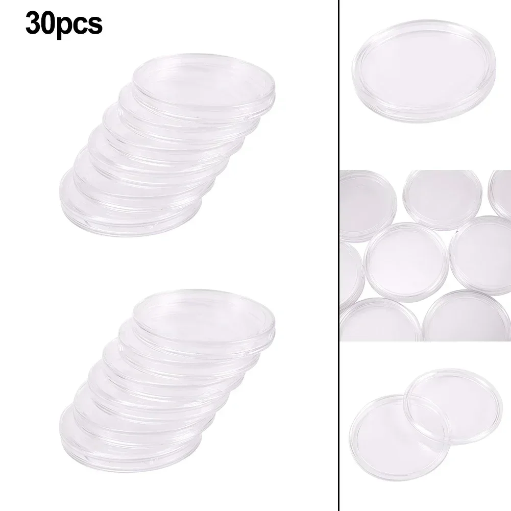 30pcs 40.6mm Clear Airtight Holder Capsule Case For American Silver Eagle 1Oz Coins Clear Round Display Case Coin Holder Use