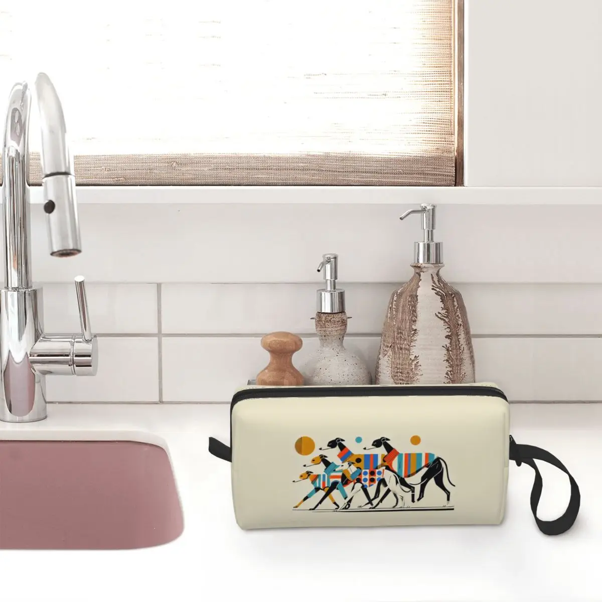 Sighthound Greyhound Whippet Lurcher Makeup Bag Cosmetic Organizer Toiletry Cosmetic Bag for Women Beauty Travel Pencil Case