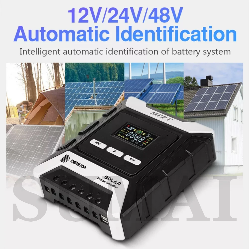 

MPPT Solar Charge Controller 10A/20A/30A/40A/50A/60A/80A 12V/24V/48V AUTO LCD USB Interface Intelligent Photovoltaic System