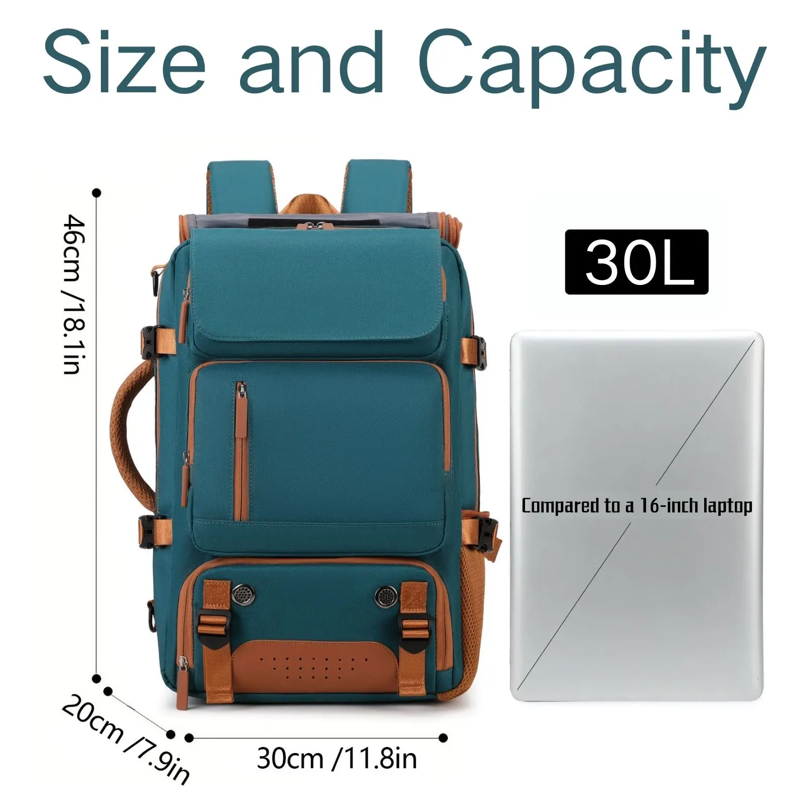 حقيبة ظهر مع حجرة للأحذية، حقيبة كمبيوتر محمول مقاس 16 بوصة معتمدة من طائرة السفر، حقيبة ظهر شخصية للكلية #2