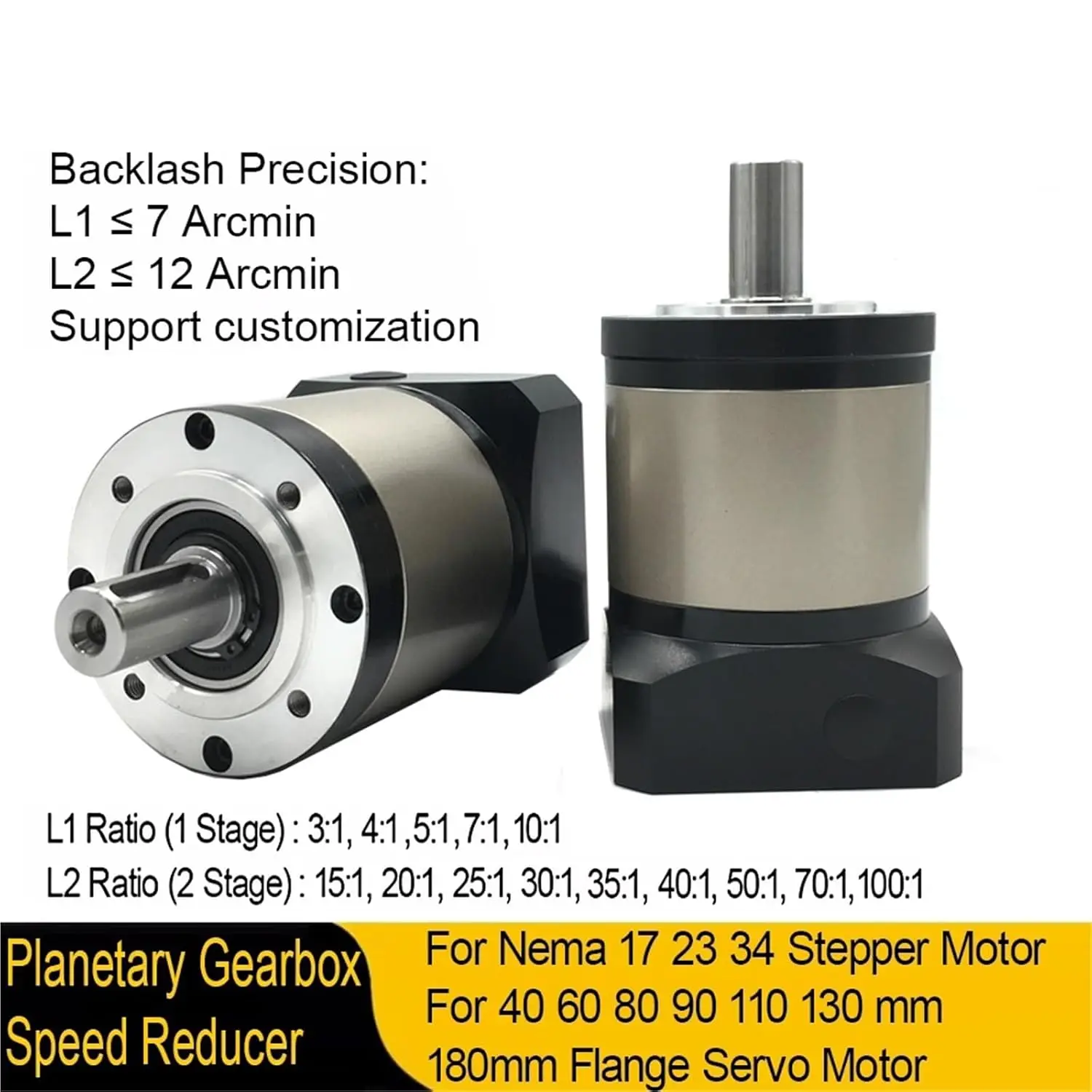 Planetary Gearbox Motor Reducer For Nema 17 23 34 Stepper Motor Speed Reducer For 40 60 80 90 110 130 180Mm Flange Servo