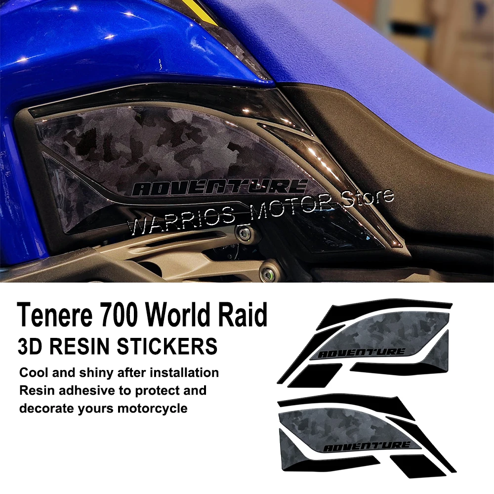 For Yamaha Tenere 700 World Raid 2023 3D Motorcycle Tank Pad Resin Protective Sticker Waterproof Scratch-Resistant Sticker