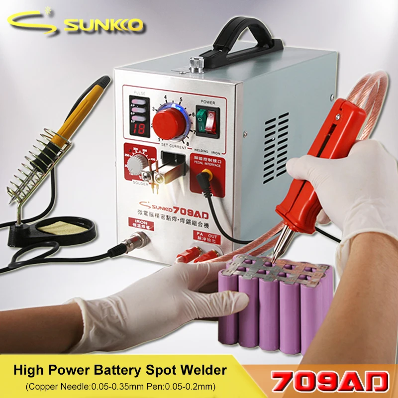 

SUNKKO 709AD Spot Welder High Power Pulse Battery Spot Welding LCD Digital Display For 18650 Battery Pack Soldering Weld Machine