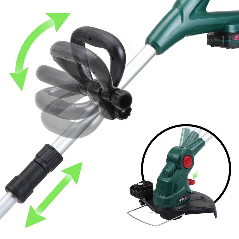 Posen pro 20v Akku-Strimmer/Kantens ch neider 2-in-1, Akku-Grass ch neider, 26cm Weg, leicht, ausziehbare Länge, Klingens ch neiden