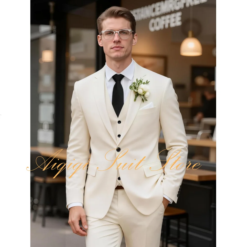 

Men's Suits 3 Piece Slim Fit Suit for Men Wedding Elegant Formal Business Groom Prom Tuxedo Dinner Party Men Suit