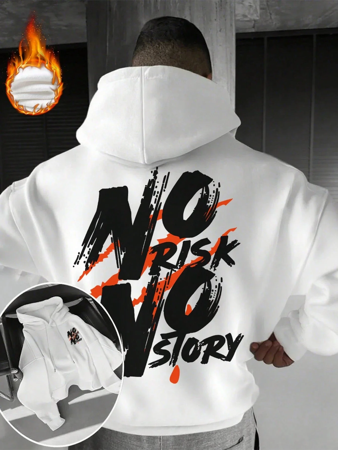 Slogan « No Risk No Story » – Sweat à capuche en polaire pour homme, style streetwear Hip Hop décontracté, vêtements de sport, basiques, mode, pulls