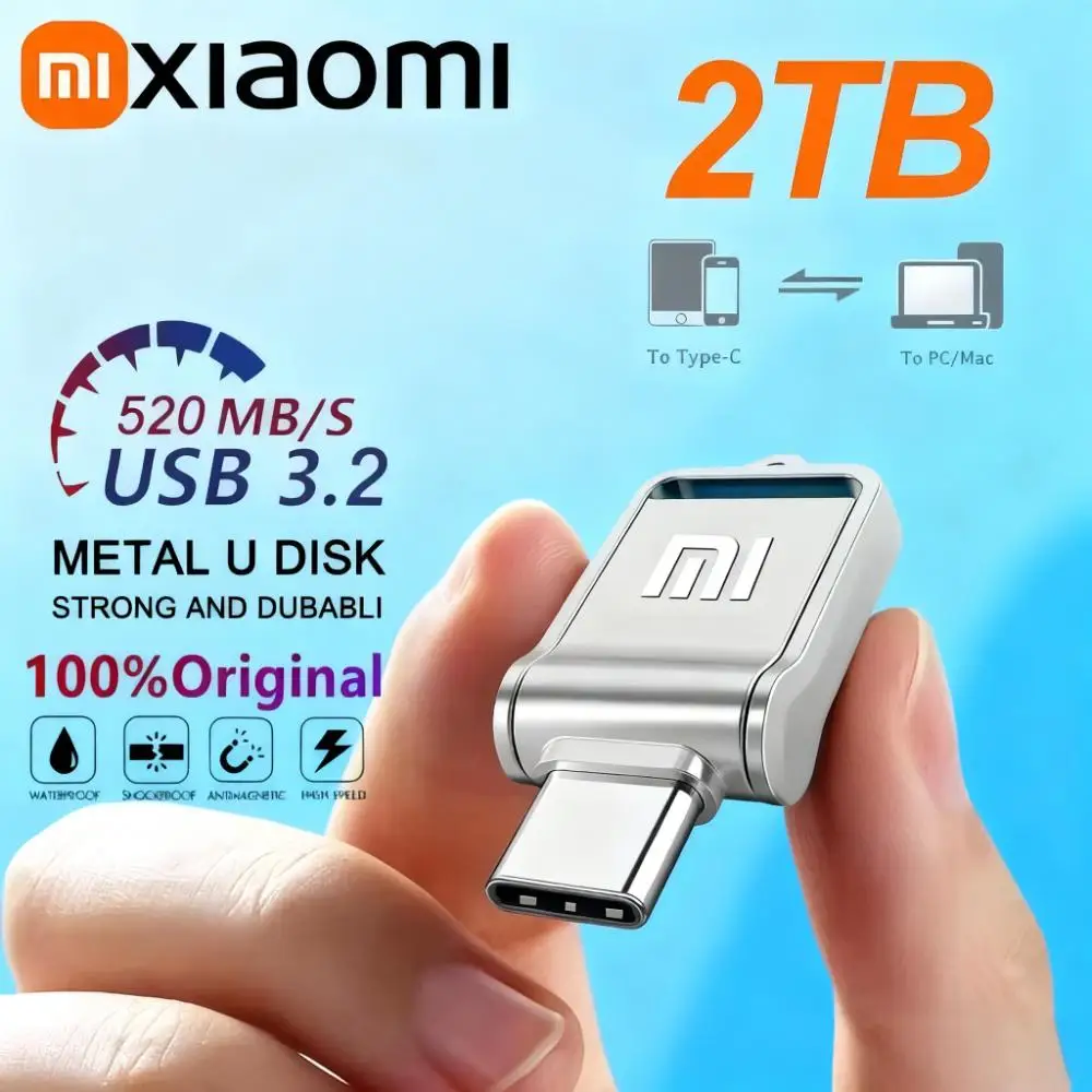Xiaomi 2 تيرا بايت 1 تيرا بايت Type-C معدن صغير بندريف USB 3.0 130 برميل/الثانية سرعة عالية رائجة البيع محرك فلاش أصلي لتخزين الهاتف PC TV السيارة