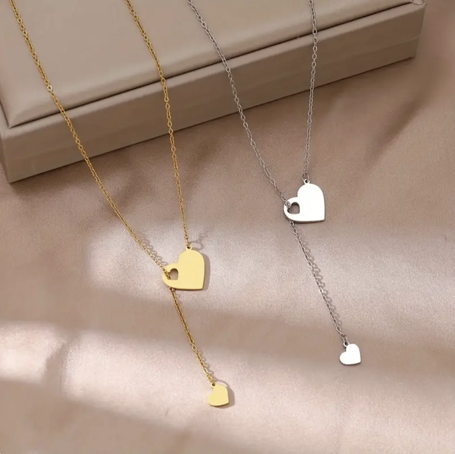 

Stainless Steel Necklaces Plated Sweet Heart Pendants Chains Charms Choker Necklace For Women Jewelry Wedding Party Girls Gifts