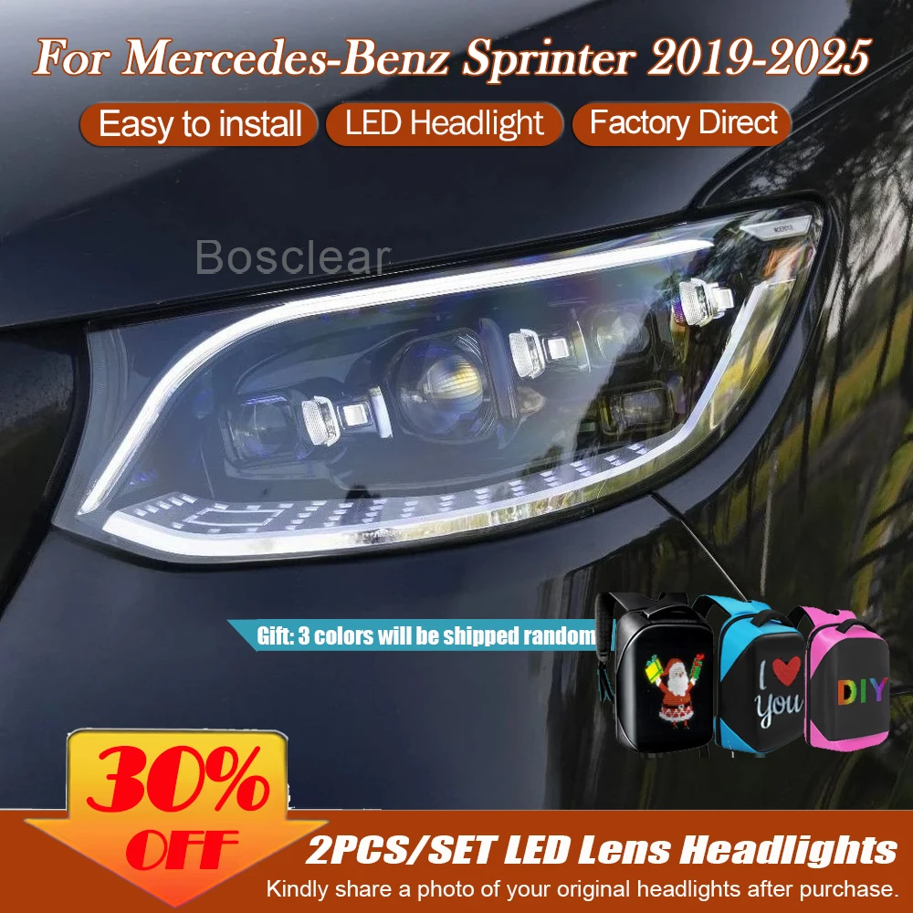 For Mercedes Benz Sprinter W907 Headlight 2018-2025 LED Projetor head Lamp Assembly Daytime Running Light Automotive Accessories