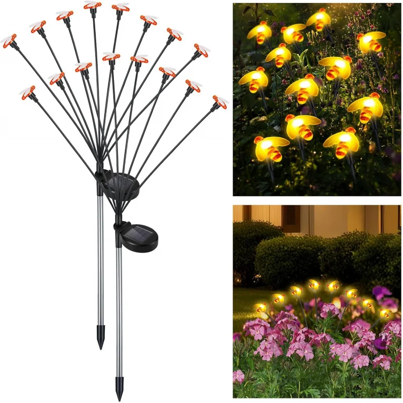 

TOPLIVING 2pcs Glowworms Outdoor , Solar Lights Bee , Garden Decoration for Outside We
