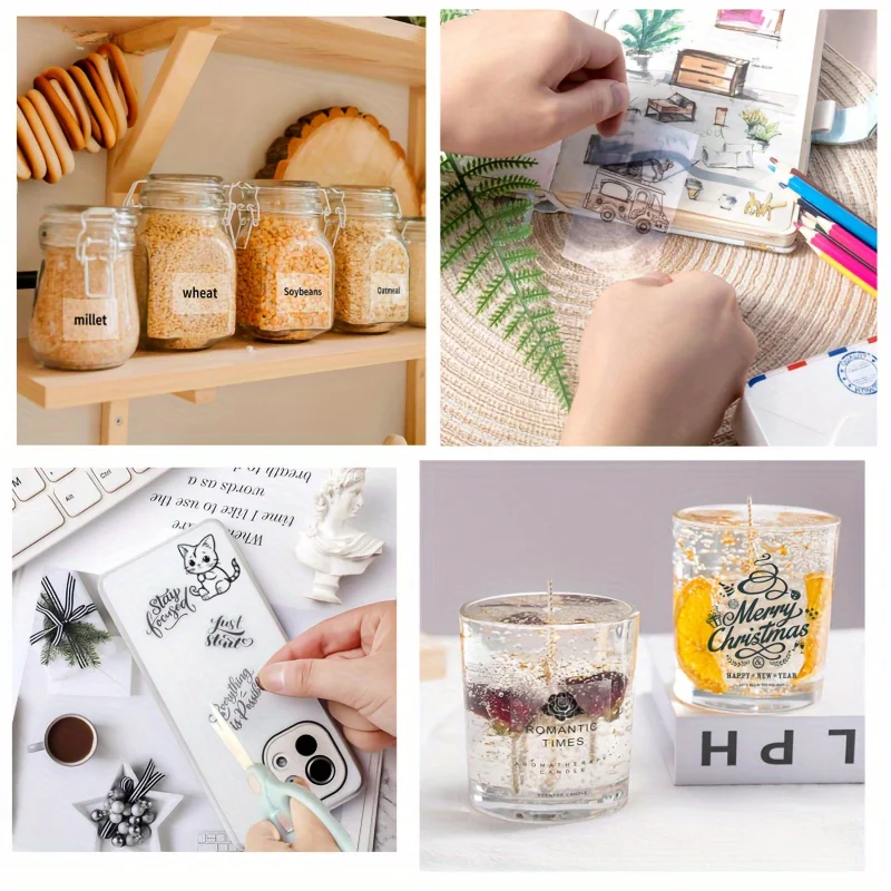 57*25 مللي متر ورق ملصقات حراري شفاف ذاتي اللصق لطابعة الجيب تسمية طباعة شفافة لملاحظات المجلات والمذكرات