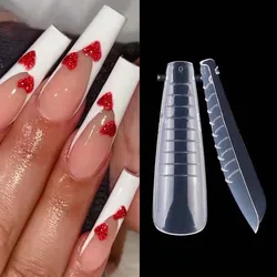 Top Nails Forms Poly UV Gel Extension For Nail Molds Reusable False Nails Long Coffin Acrylic Dual Forms 60Pcs Bag