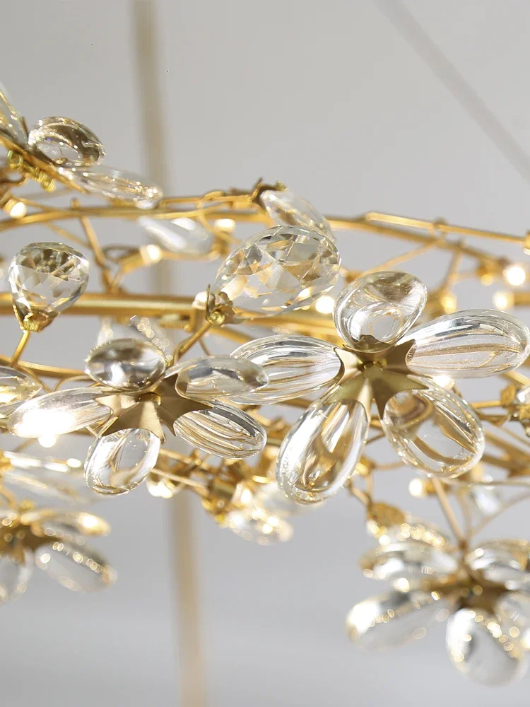 American Led Crystal Ceiling Chandeliers Firefly Pendant Lamps  Lustre Branch Hanging Lights For Living Dining Room Villa Hall