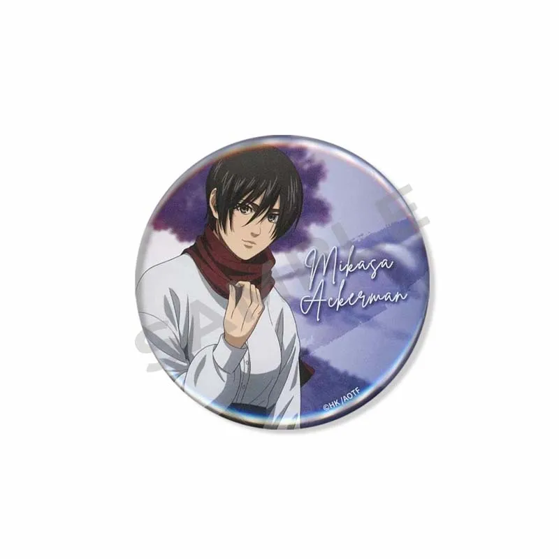 Attack on Titan Lapel Pins Creative Round Brooch Eren Yeager Levi Mikasa Cartoon Badge Pin Hat Clothes Accessories Jewelry Gift