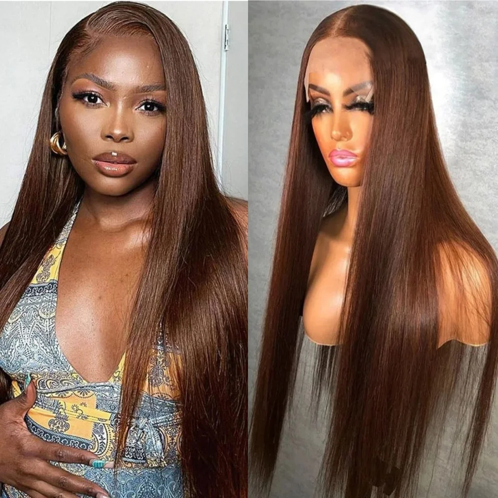 

Chocolate Brown 13x4 Lace Front Wig 13x6 Hd Straight Lace Frontal Wig 40inch Colored Transparent Lace Frontal Wigs For Women