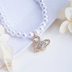 Cute Star Zircon Necklace for Women Korean Style Planet Pendant Bead Chain Clavicle Chain DIY Jewelry Girlfriends Party Gift