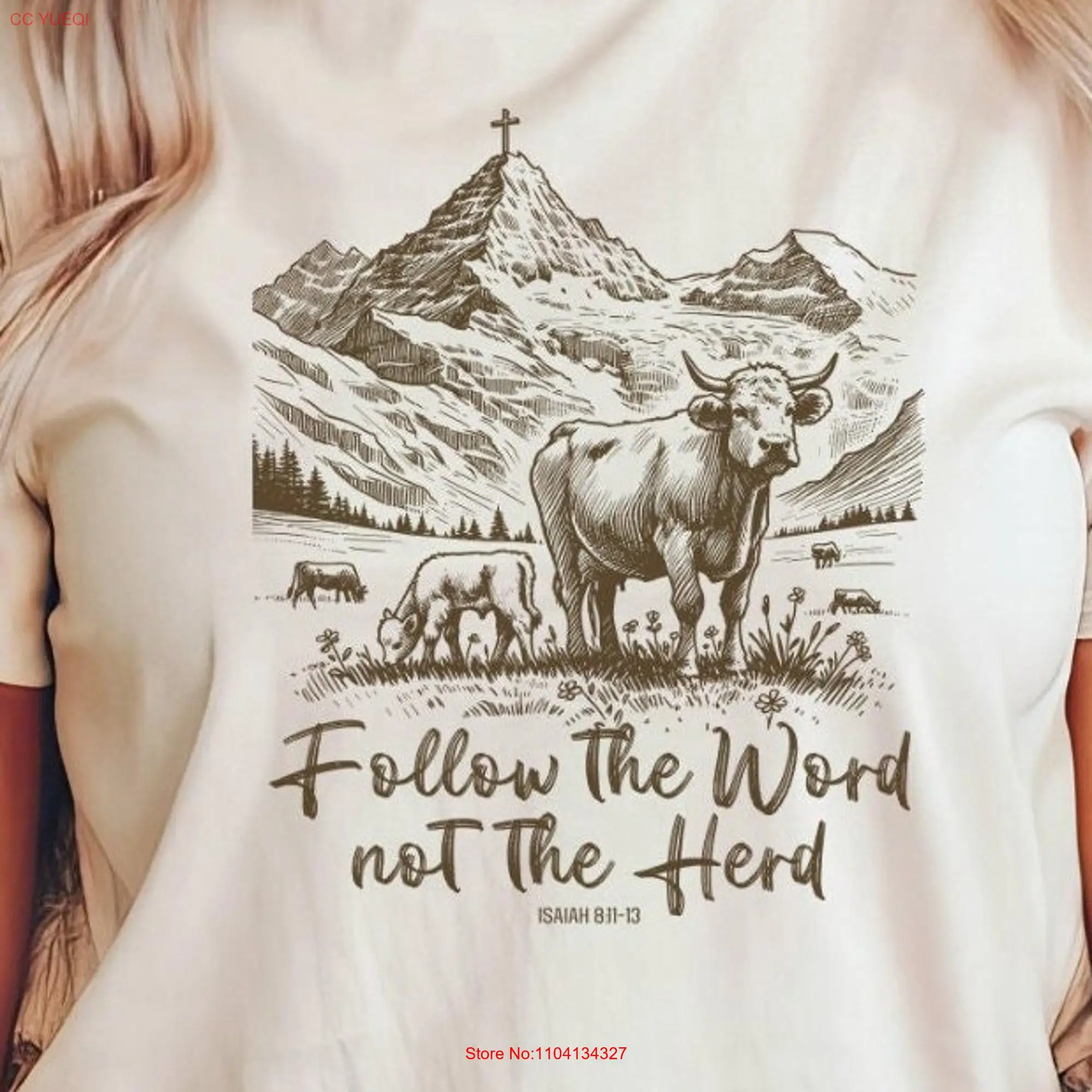 Follow The Word Not Herd T Shirt Christian Jesus Scripture Boho Country Faith long or short sleeves