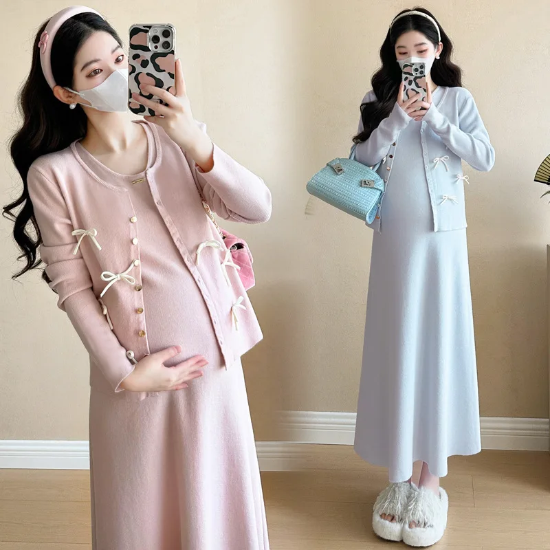 Spring Autumn Materni Dr Set Two Pieces Not Pregnant Looking High End Pregnancy Wear Korean Sle Cotton Inner Liner
