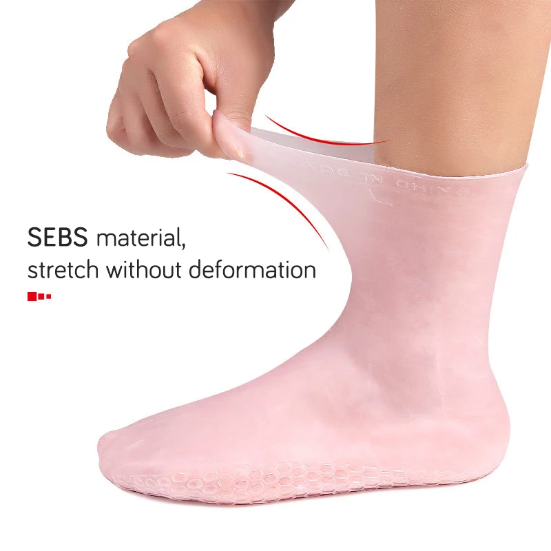 1Pair Feet Care Socks Silicone Moisturizing Gel Heel Socks Home Use Cracked Foot Skin Care Spa Protectors