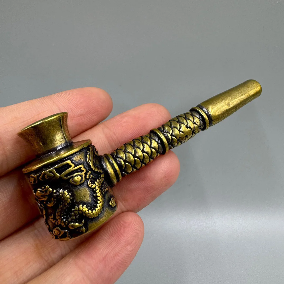 

Brass dragon and phoenix bickering bucket portable roll mouth retro metal dry pole