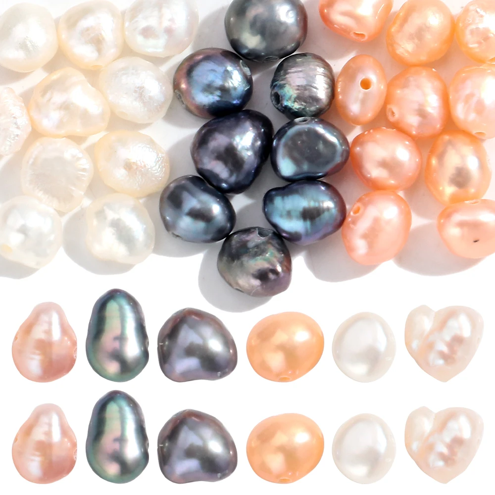 10Pcs Natural Cultured Freshwater Pearl Beads, Baroque Keshi Pearl Beads for Earring Necklace DIY Jewelry Making