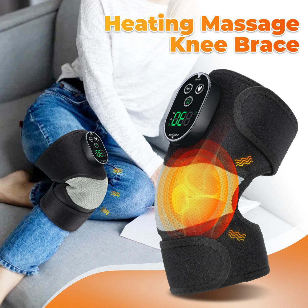 

Newest Heating Massage Knee Brace Multifunctional 6-speed Heated 3 Levels Vibration Knee Pad with Digital Display Controller