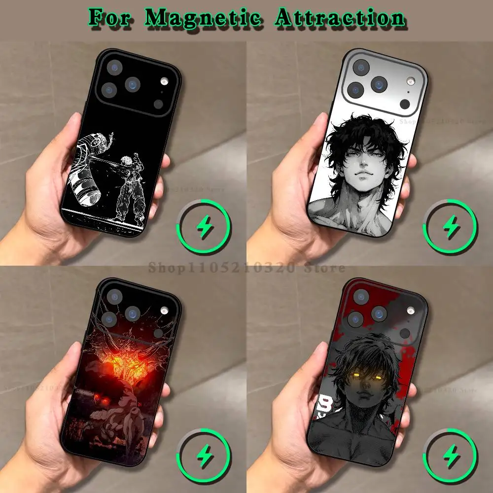 

B-Baki Anime H-Hanma Phone Case For iPhone 17,16,15,14,13,12,11,Pro,Max,Plus,E,Air,Mini Magnetic Magsafe Frosted Clear