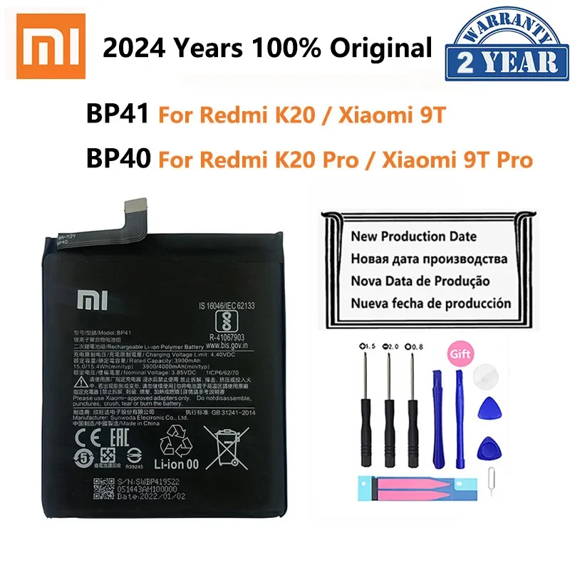 Original Xiao Mi Battery BP40 BP41 For Xiaomi Redmi K20 Mi 9T Pro Mi9T K20Pro 4000mAh High Capacity Phone Batteries Free Tools