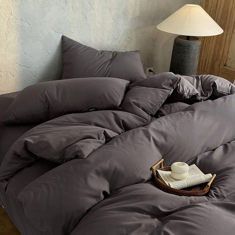 3/4PCS Bedding Set Minimalist Solid Color Duvet Cover Set for Home Bedroom Decoration King Queen Size Cotton-like Sheet Set