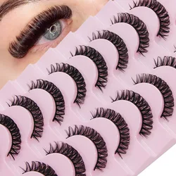 Moonlily 10 Pairs  Full Strip Lashes DD Curl Round 3D Eyelashes Reusable Fluffy False Lashes Russian Extensions