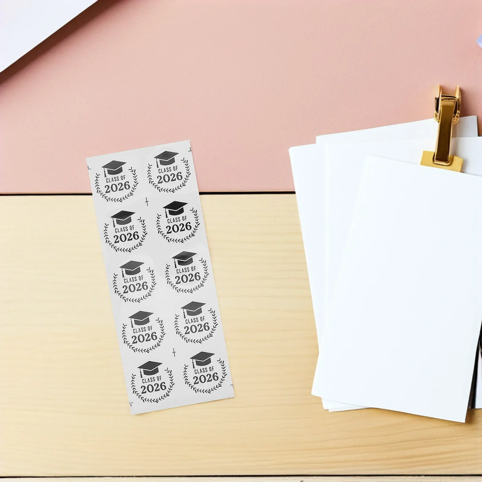 5Sheets Class of 2026 Graduation Stickers Senior Adhesive Round Sticker for Invitations Envelopes Gift Bag Decoration