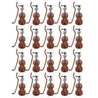 20 Sets Mini Violin Desk Topper Violin Crafts Desktop Wooden Violin Model Miniature Violin Plastic Musical Instruments Models