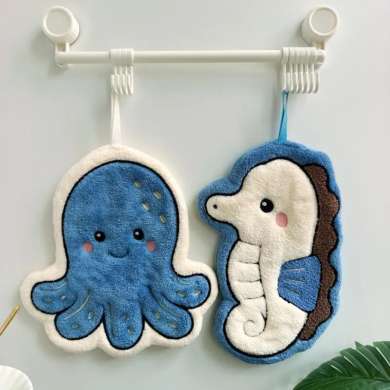 Cute Ocean Animal Microfiber Hand Towels Super Soft Absorbent Plush Fabric