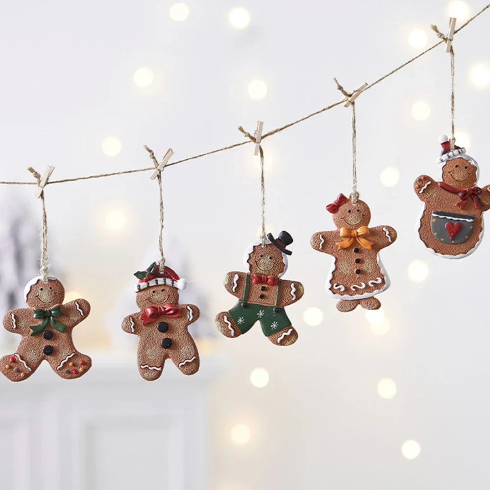 Creative Gingerbread Man Pendant Decoration Christmas Tree Resin Pendant Ornaments Home Party Navidad Christmas Decorations