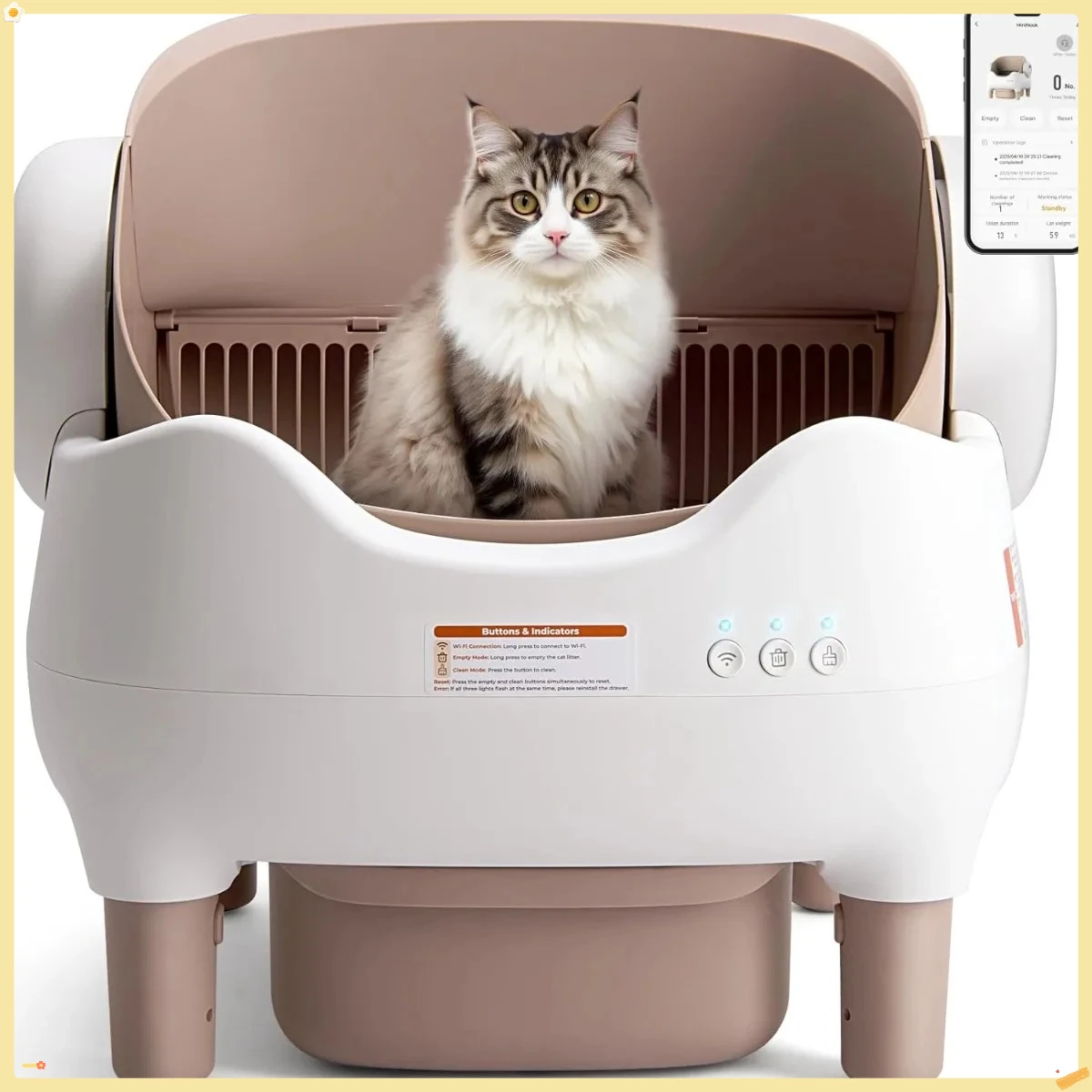 Caja de arena para gatos autolimpiante automática, diga adiós a los olores y recoger, control por aplicación con funcionamiento silencioso para la salud de los gatos