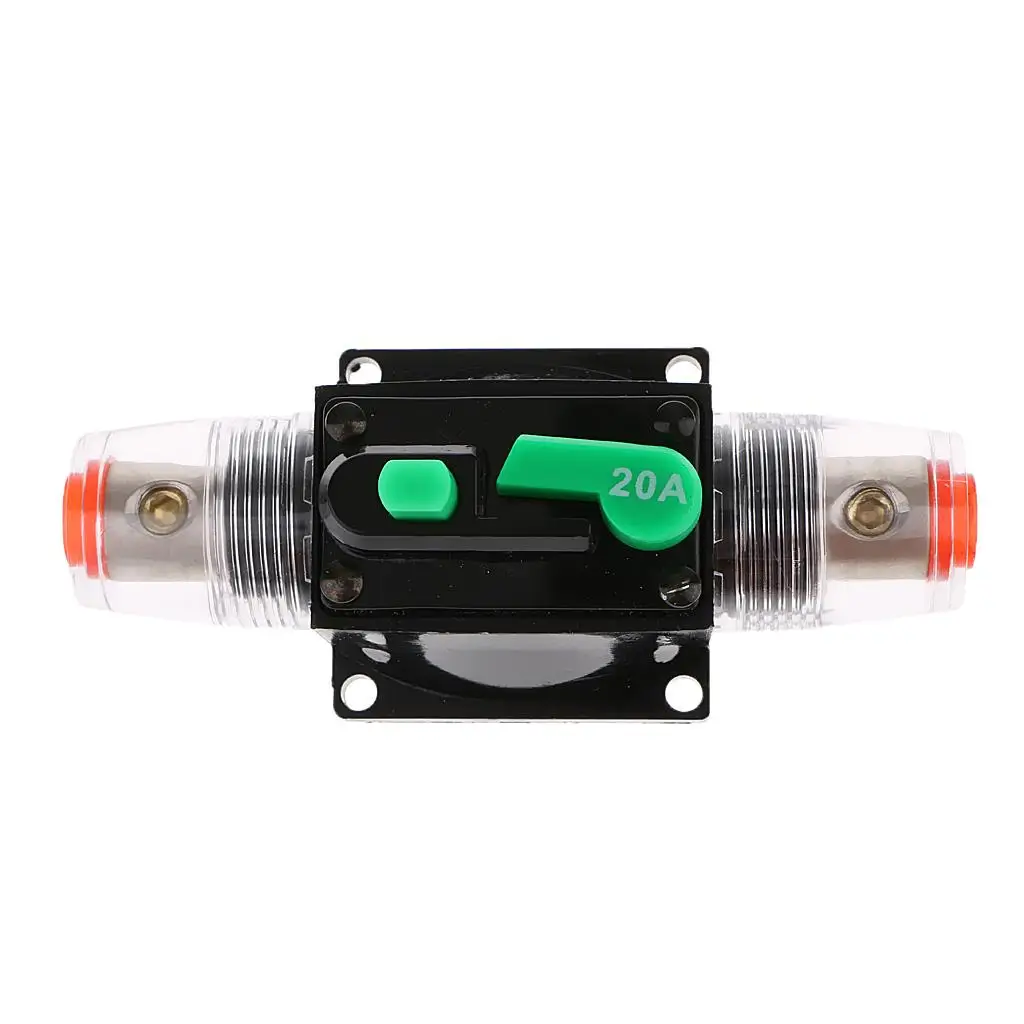 حامل قاطع دائرة 20 أمبير مقاوم للماء لنظام عاكس الصوت بمفتاح ستيريو للقوارب البحرية باللون الأخضر