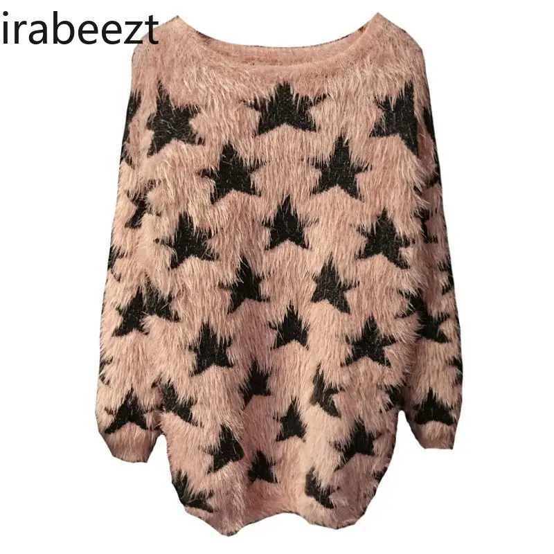 2024 Winter Bright Silk Sparkly Star Sweater Port Light Luxury Wind Fluffy Soft Slimming Blouse Woman Sweater Women