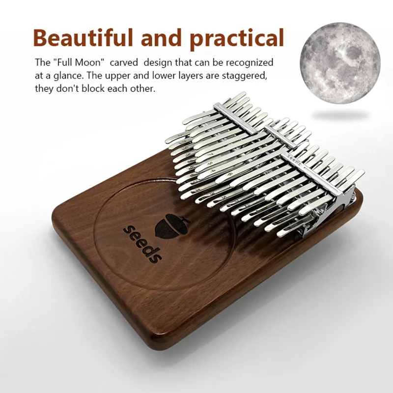 34 Keys Kalimba Thumb Piano Black Walnut B / C Tone Double-layer Professional Kalimba Finger Piano Beginners Instrument