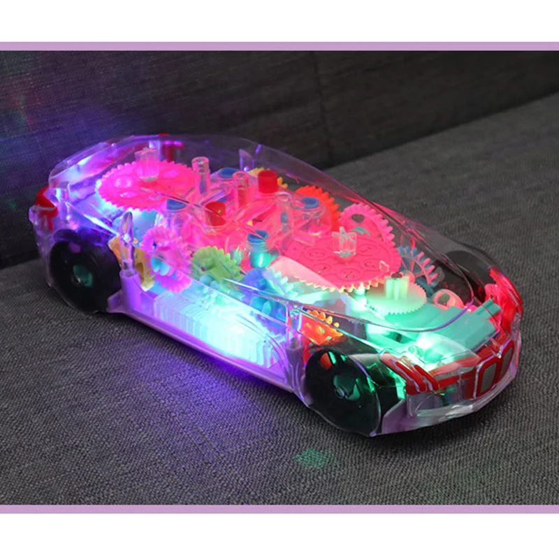 Elektronische Transparante Muziek Automodel Speelgoed Led Licht Voertuig Gloeiende Machine Gear Baby Vroeg Onderwijs Grappig Speelgoed Cadeaus Voor Kinderen