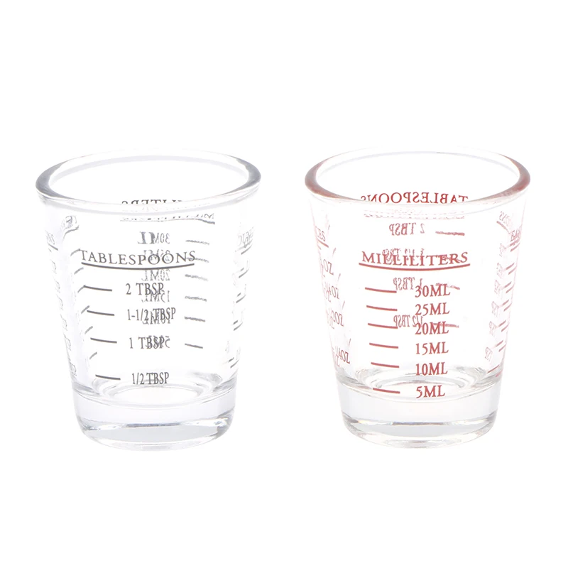 1 Stück 30 ml Glas-Messbecher mit Skala, Schnapsglas, Flüssigglas-Unzenbecher