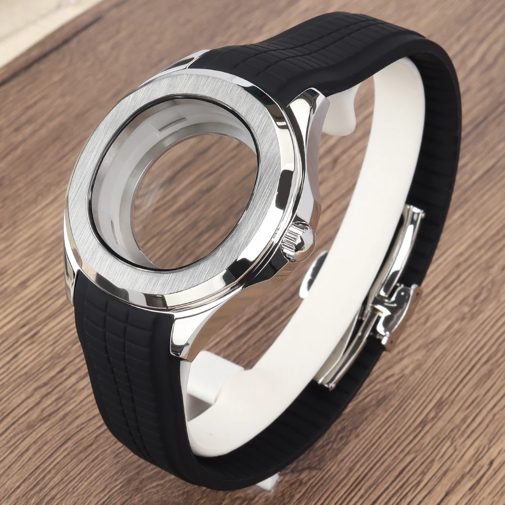 

Корпуса для часов 42 мм NH35, аксессуары, сапфировое стекло для механизмов NH35 NH36, циферблат 31-32 мм для Nautilus AQUANAUT, серебристые детали механического корпуса.