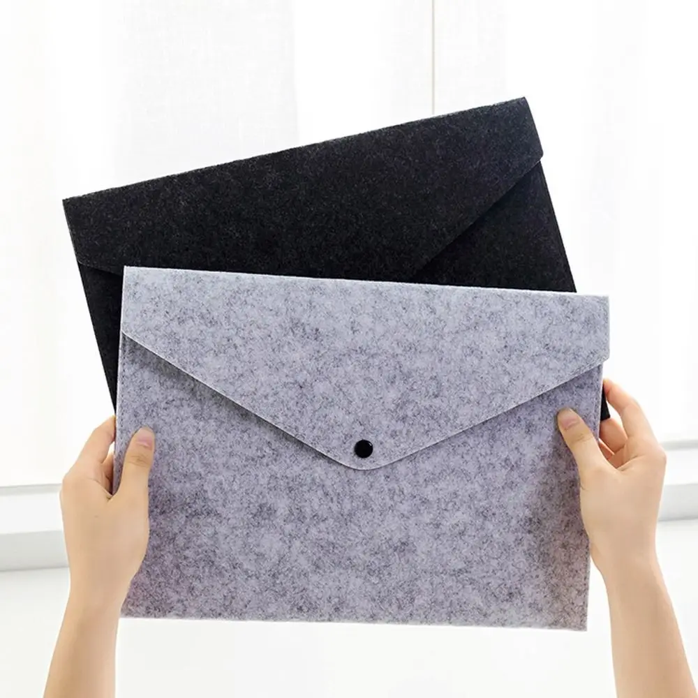 A4 Felt Folder Portable With Buckle Felt Portfolio Case Large Capacity Business Briefcase Bill