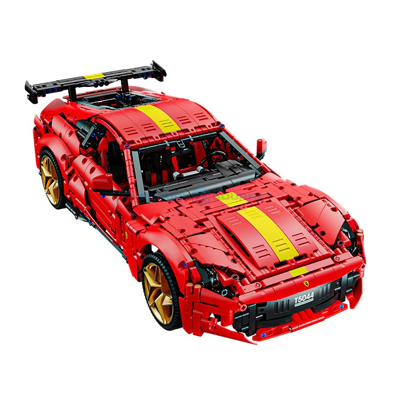 New Red Racing Sports Car Model Building Blocks MOC T5044 High Tech Transport Vehicle Bricks DIY Toy Set Children Boys Gift