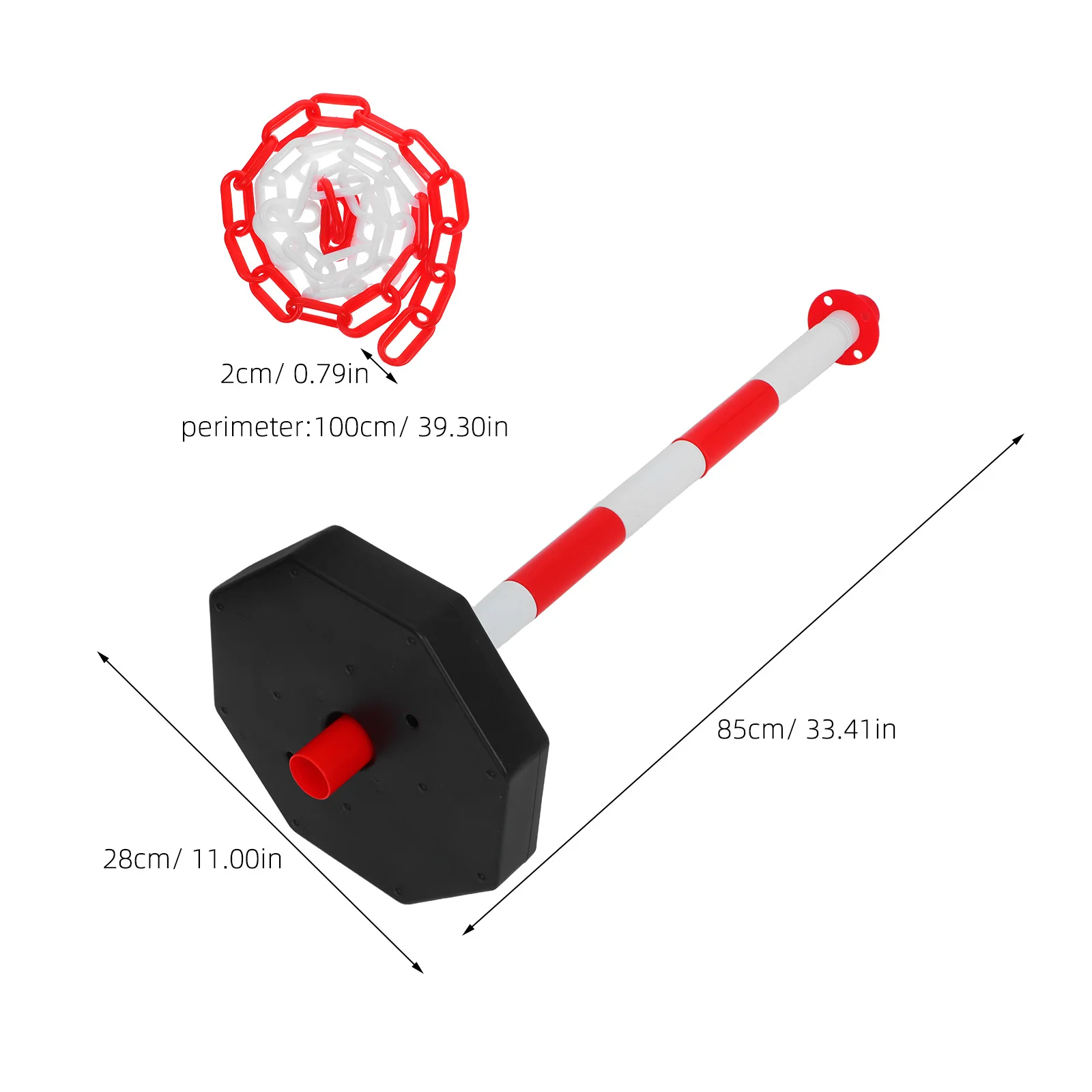 1 Set Traffic Safety Barrier Post Plastic Red White Portable Fillable Base Cone Post Driveway Parking Construction Warning