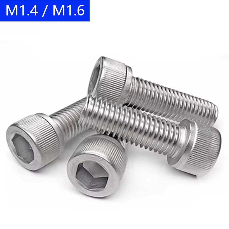 M1.4 - 0.3 / M1.6 - 0.35  1.4mm / 1.6mm 304 Stainless Steel SOCKET HEAD Caps Screws  Allen Hex Socket Cap Head DIN 912 A2 / 70