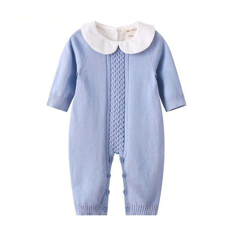 

Baby Girl Cotton Romper for Spring & Fall Cute Peter Pan Collar Long Sleeve Jumpsuit Halloween Cozy Outward Bodysuit