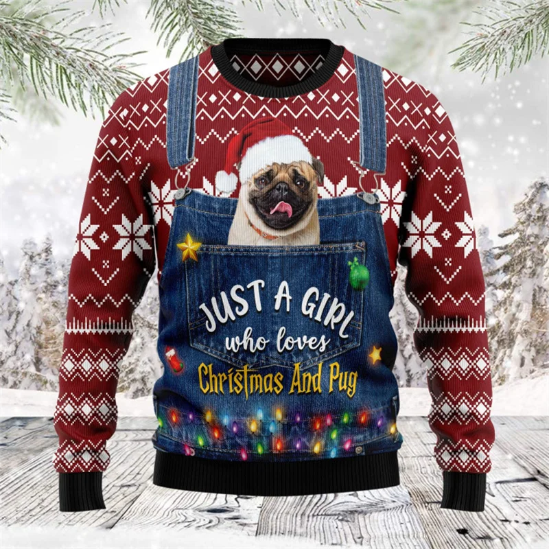 2025 3d Print Ugly Christmas Sweater Funny Dog Graphic Sweatshirts For Men Women Long Sleeve Pullovers Dachshund Rottweiler Tops