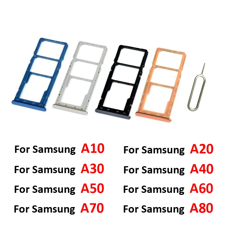 Soporte para Samsung Galaxy A10, A20, A30, A40, A50, A60, A70, A80, A10s, A20s, A30s, teléfono, nueva tarjeta SD, bandeja SIM, ranura, negro