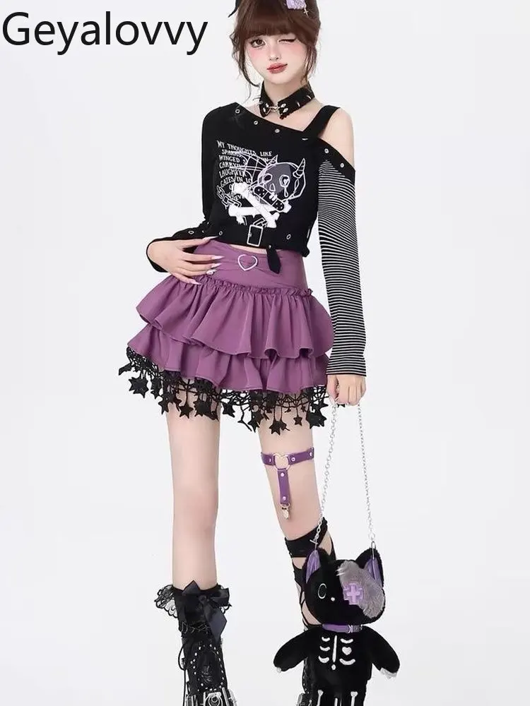 

Y2K Subculture Hot Girl Short Cake Skirt Sweet Women Summer High Waist Versatile Anti-Exposure A-line Mini Puffy Skirts